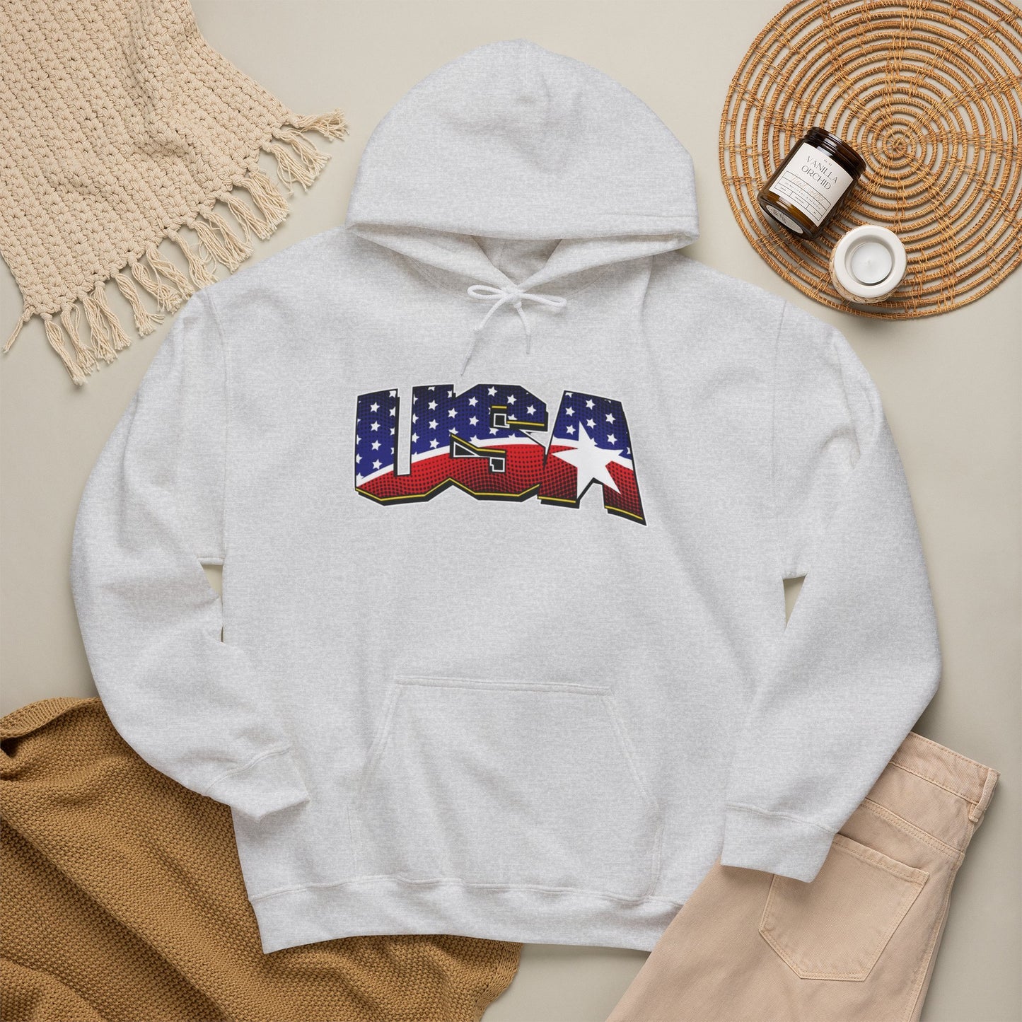 USA Stars And Stripes Retro 90's Graphic Hoodie Men's Heavy Blend™ Hooded Sweatshirt