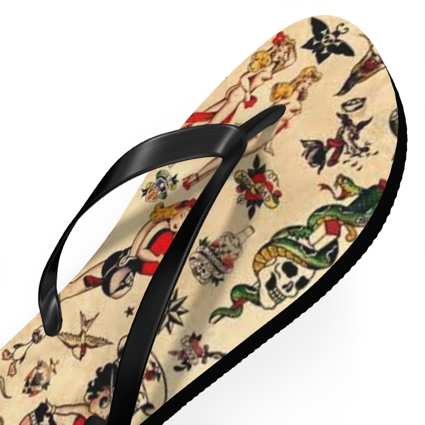 Sailor Jerry Navy Sandals, Beach Shoes, Vacation Flip Flops, Pool Slides