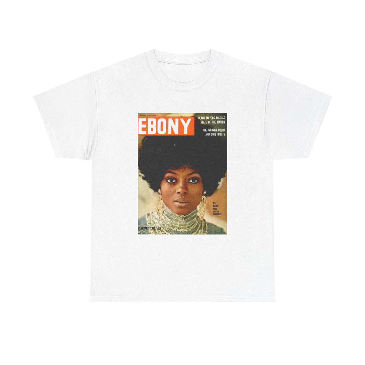 Diana Ross Tshirt Retro Ebony Magazine Cover Poster Unisex Heavy Cotton Tee