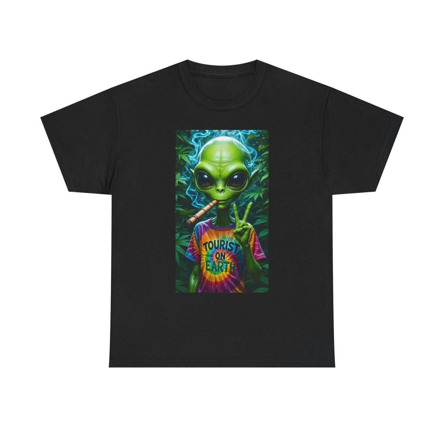 Alien Pothead Graphic T Shirt Funny Unisex Heavy Cotton Tee
