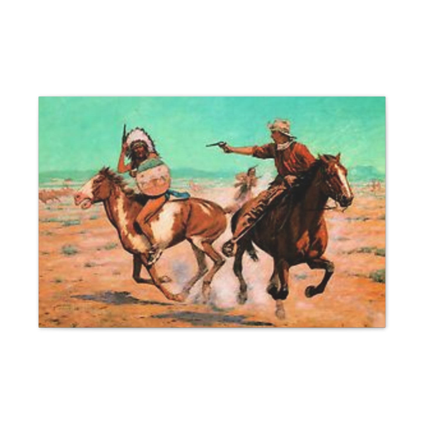 Cowboys And Indians Western AMERICA USA New Print Canvas Stretched, 0.75"
