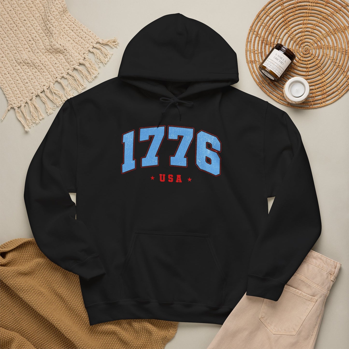1776 USA Retro America Graphic Hoodie Men's Heavy Blend™ Hooded Sweatshirt