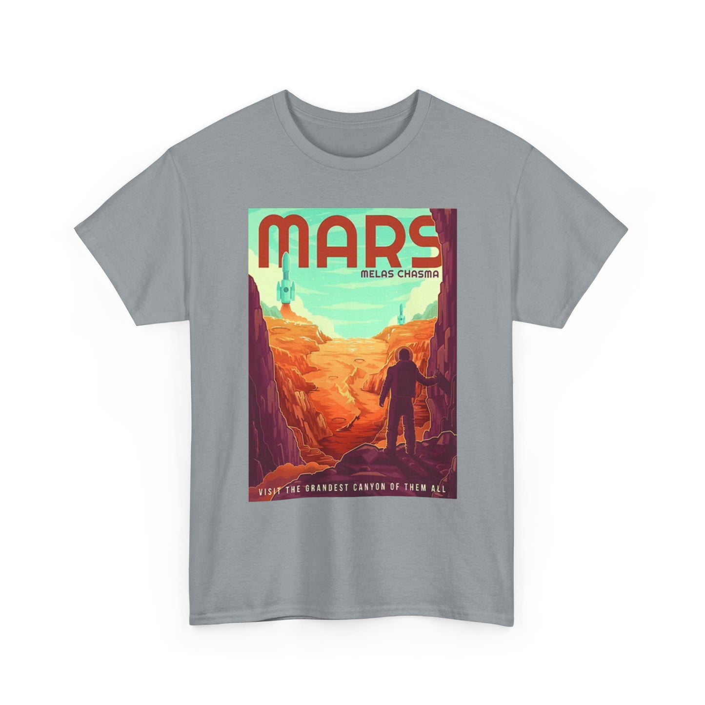 Space And Mars Graphic T Shirt Retro Spaceman Unisex Heavy Cotton Tee