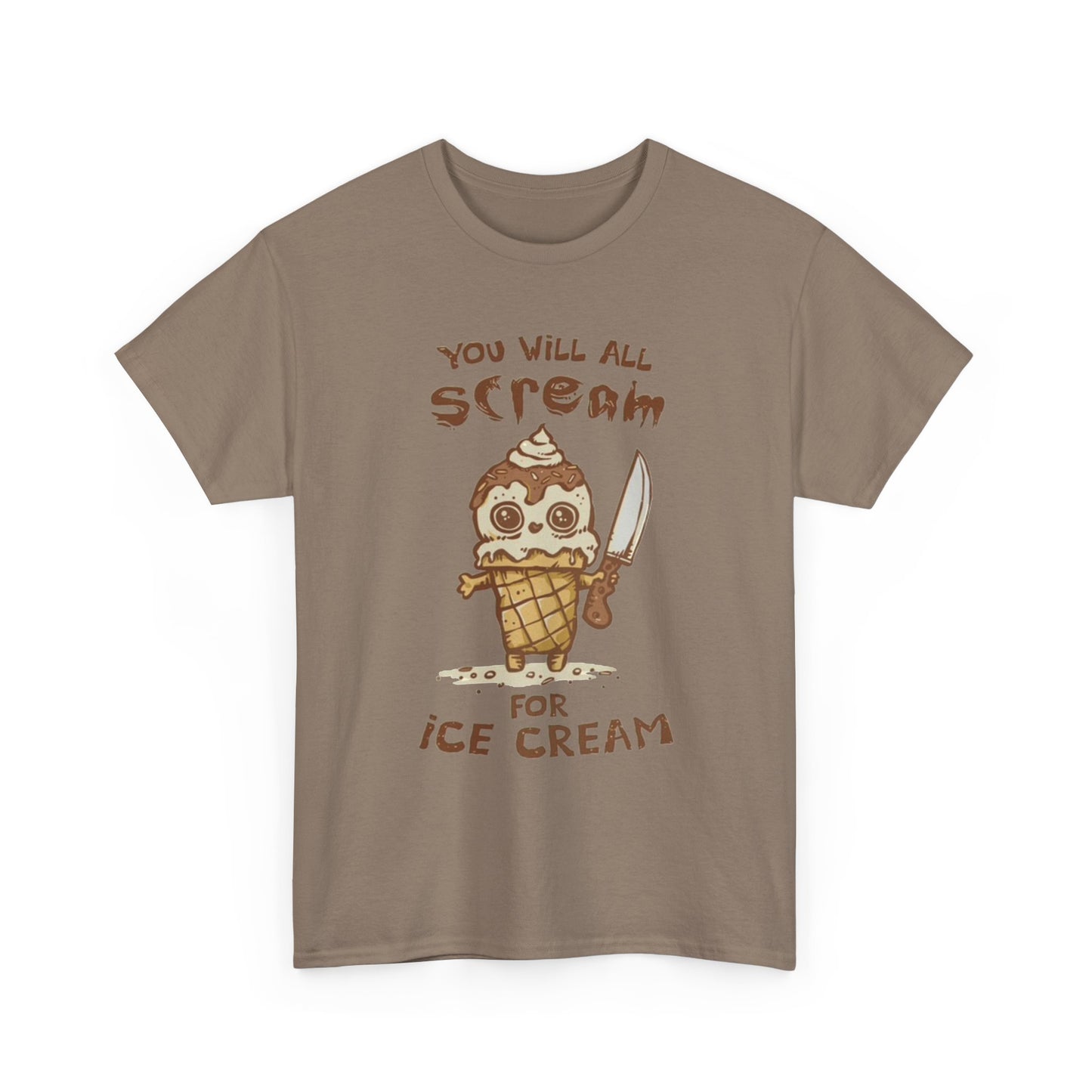Scream For Ice Cream Funny Graphic T Shirt NEW Unisex Heavy Cotton Tee