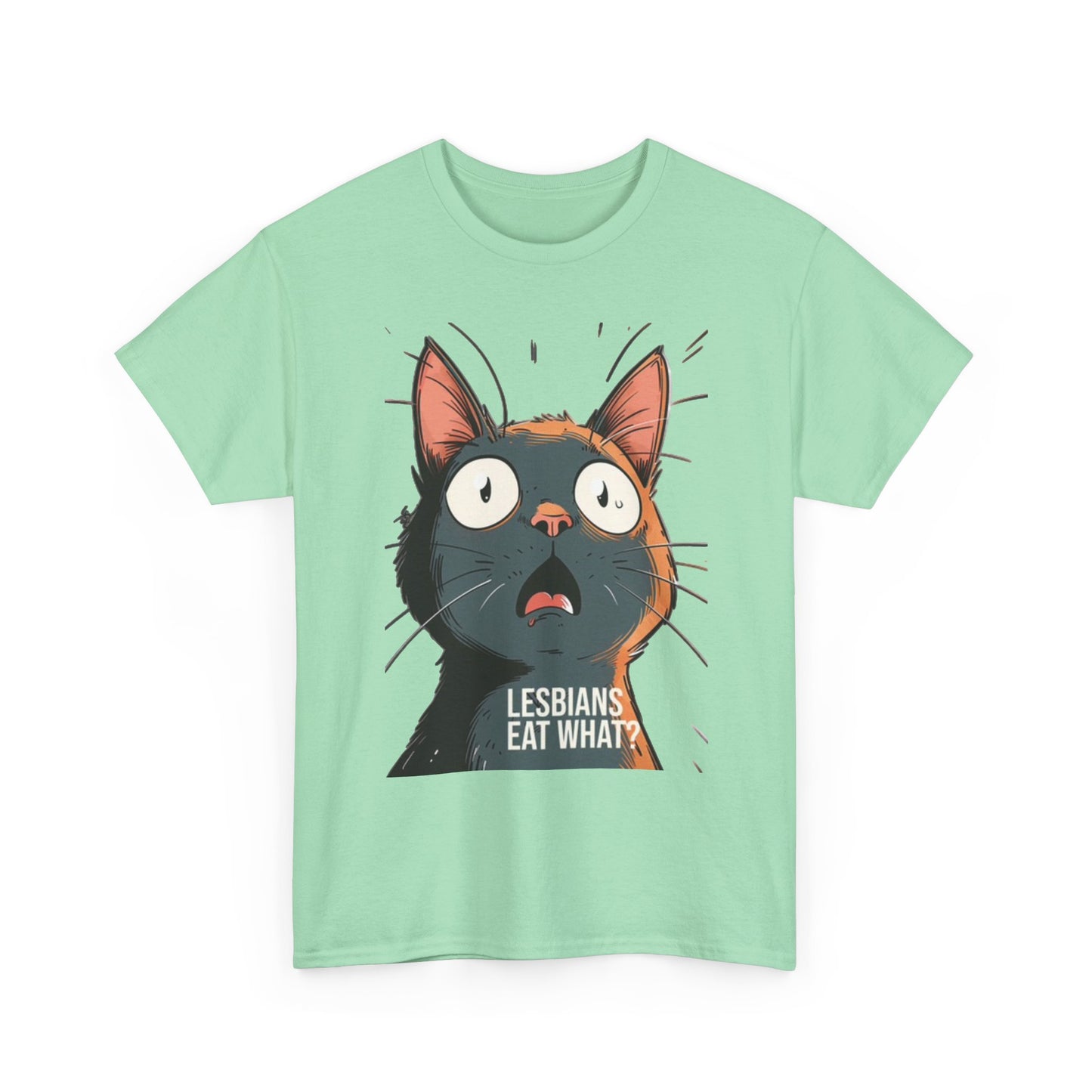 Funny Cat Lesbian Jokes Humor Graphic T Shirt NEW Unisex Heavy Cotton Tee