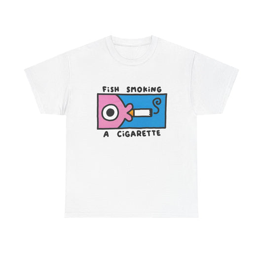 Fish Smoking Funny Graphic T Shirt ADULT NEW Unisex Heavy Cotton Tee