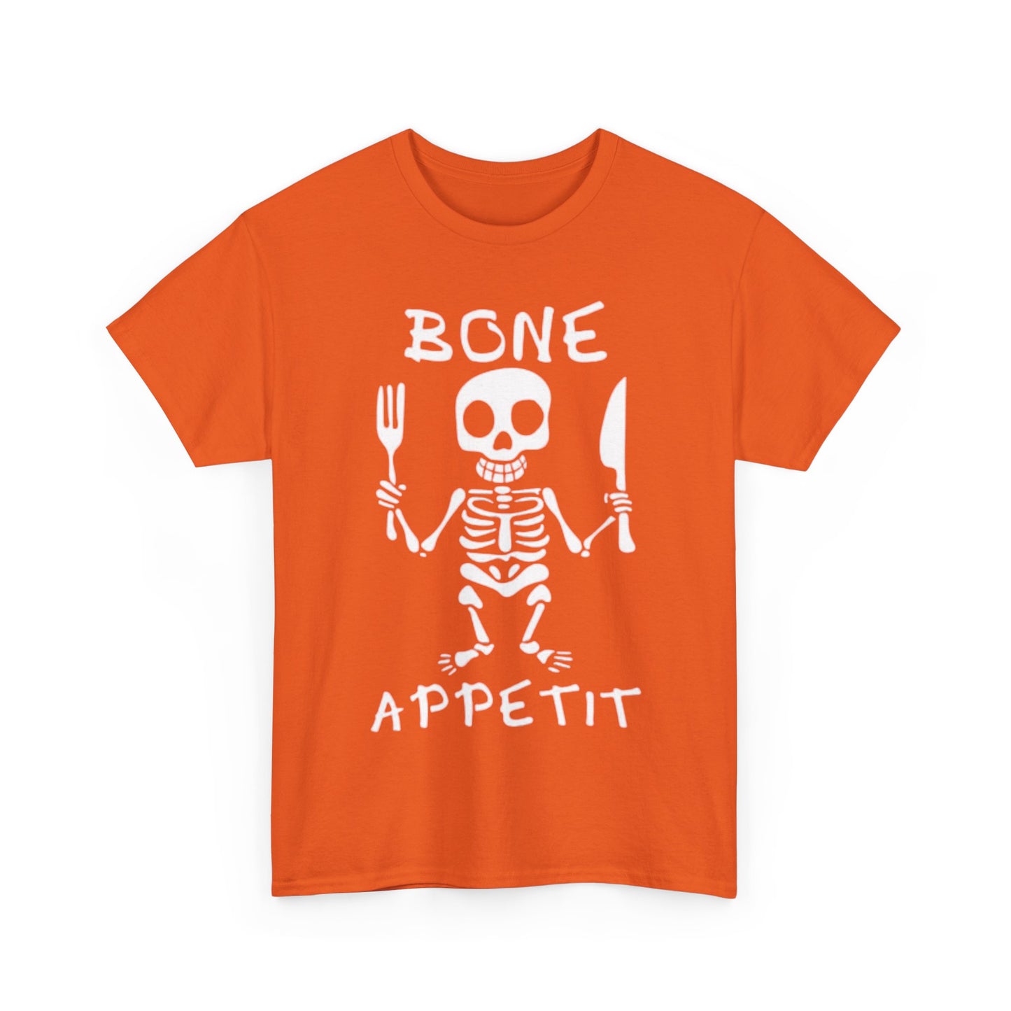 Bone Appetit Shirt Funny Comedy Jokes Skeleton Chef Sous Unisex Heavy Cotton Tee
