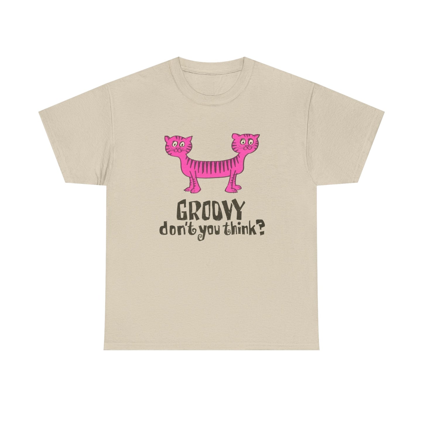 Groovy Cat Graphic T Shirt Unisex Heavy Cotton Tee Gift