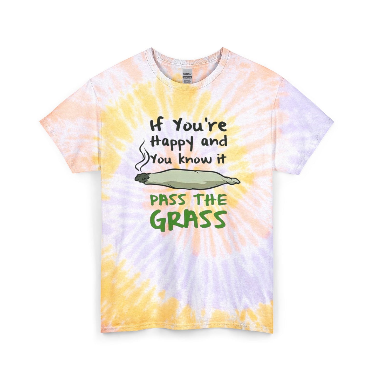 Pass The Grass Cannabis Graphic T-Shirt Brand New Unisex Heavy Cotton  Tie Dye
