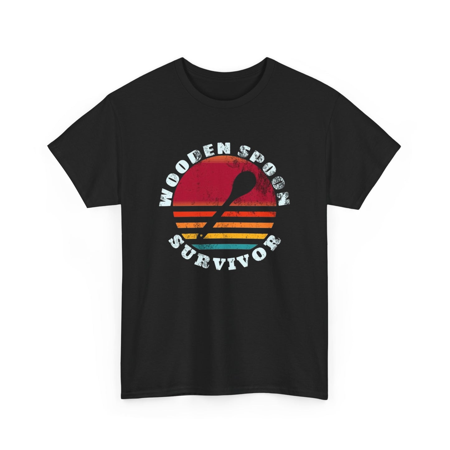 Wooden Spoon Survivor Funny Graphic T Shirt NEW Unisex Heavy Cotton Tee