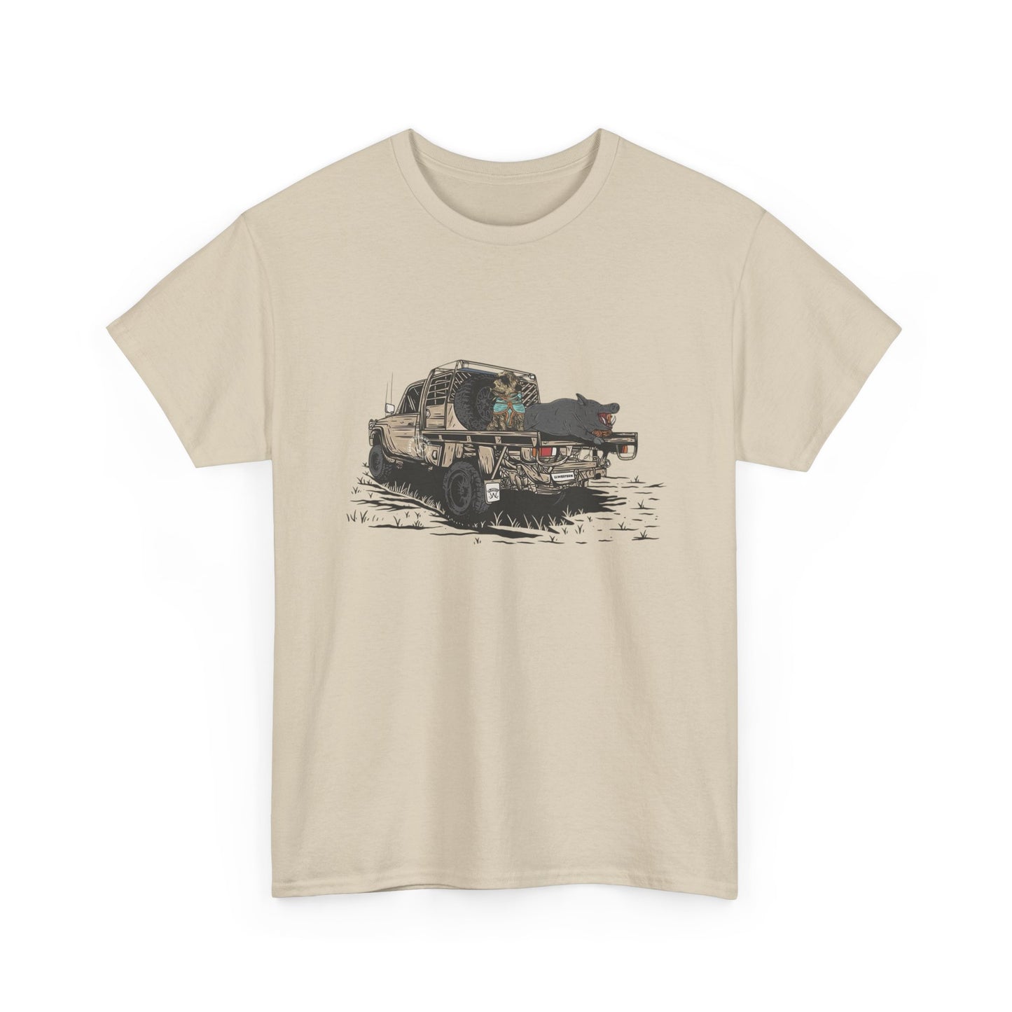 Hog Hunting Graphic T Shirt Unisex Heavy Cotton Tee