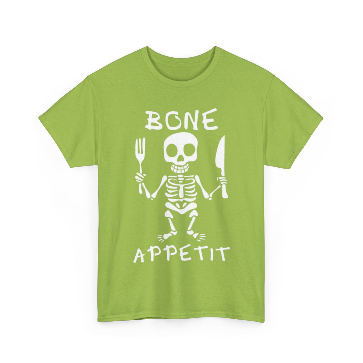 Bone Appetit Shirt Funny Comedy Jokes Skeleton Chef Sous Unisex Heavy Cotton Tee