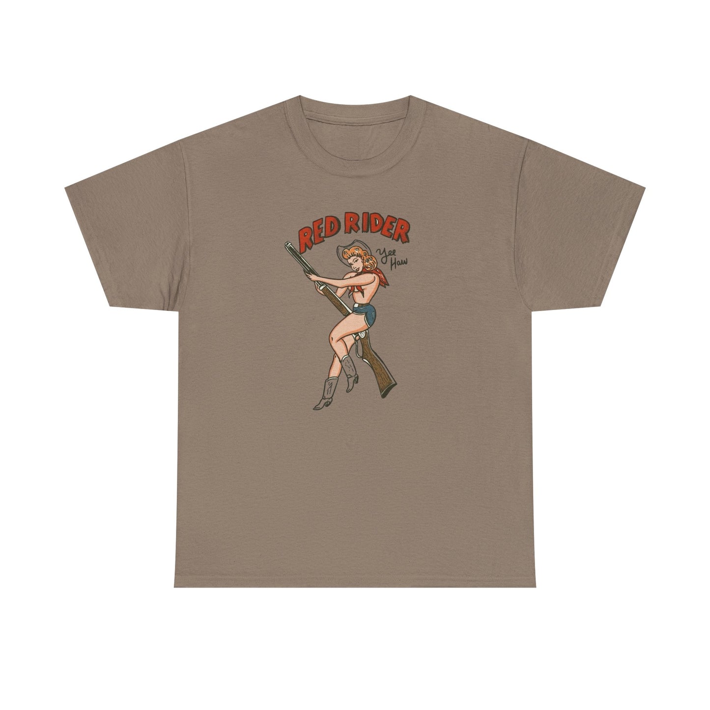 Red Rider Cowgirl Graphic T Shirt Unisex Heavy Cotton Tee GIFT NEW