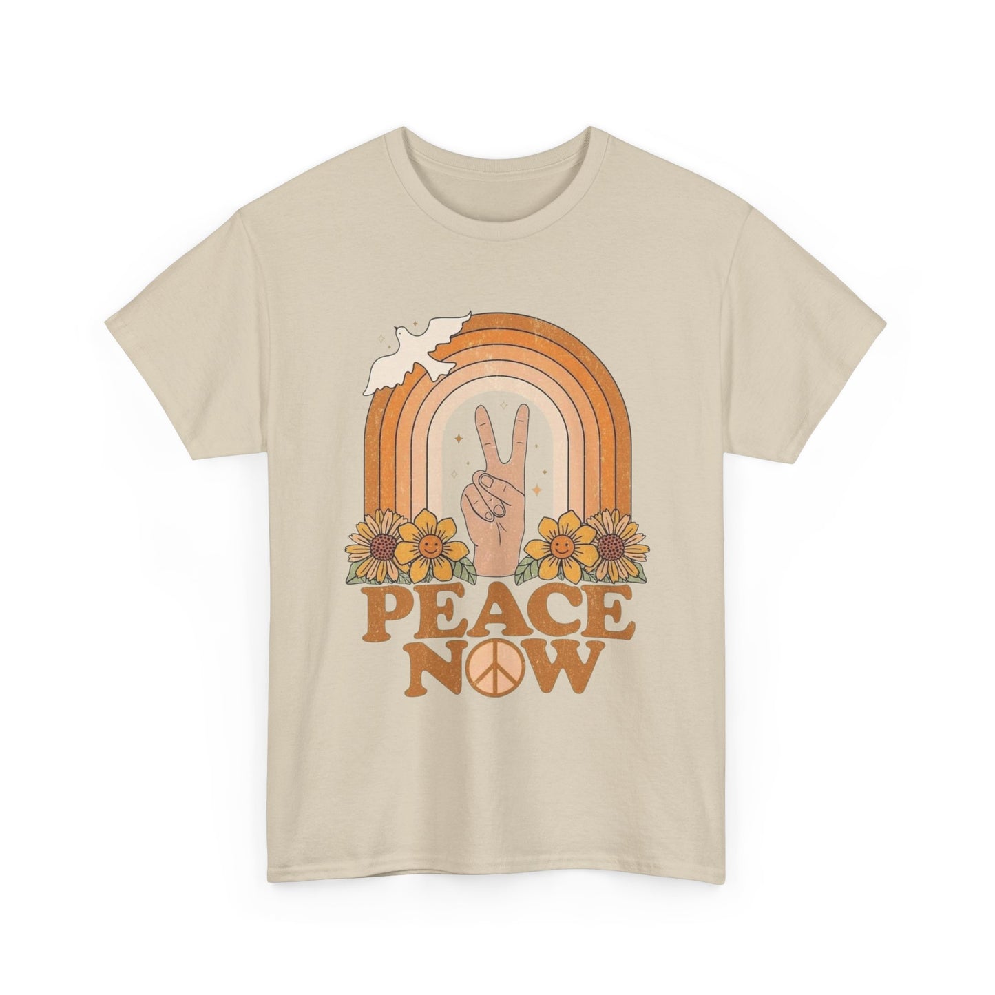 Peace Now Hippie Vibes Graphic T Shirt Unisex Heavy Cotton Tee