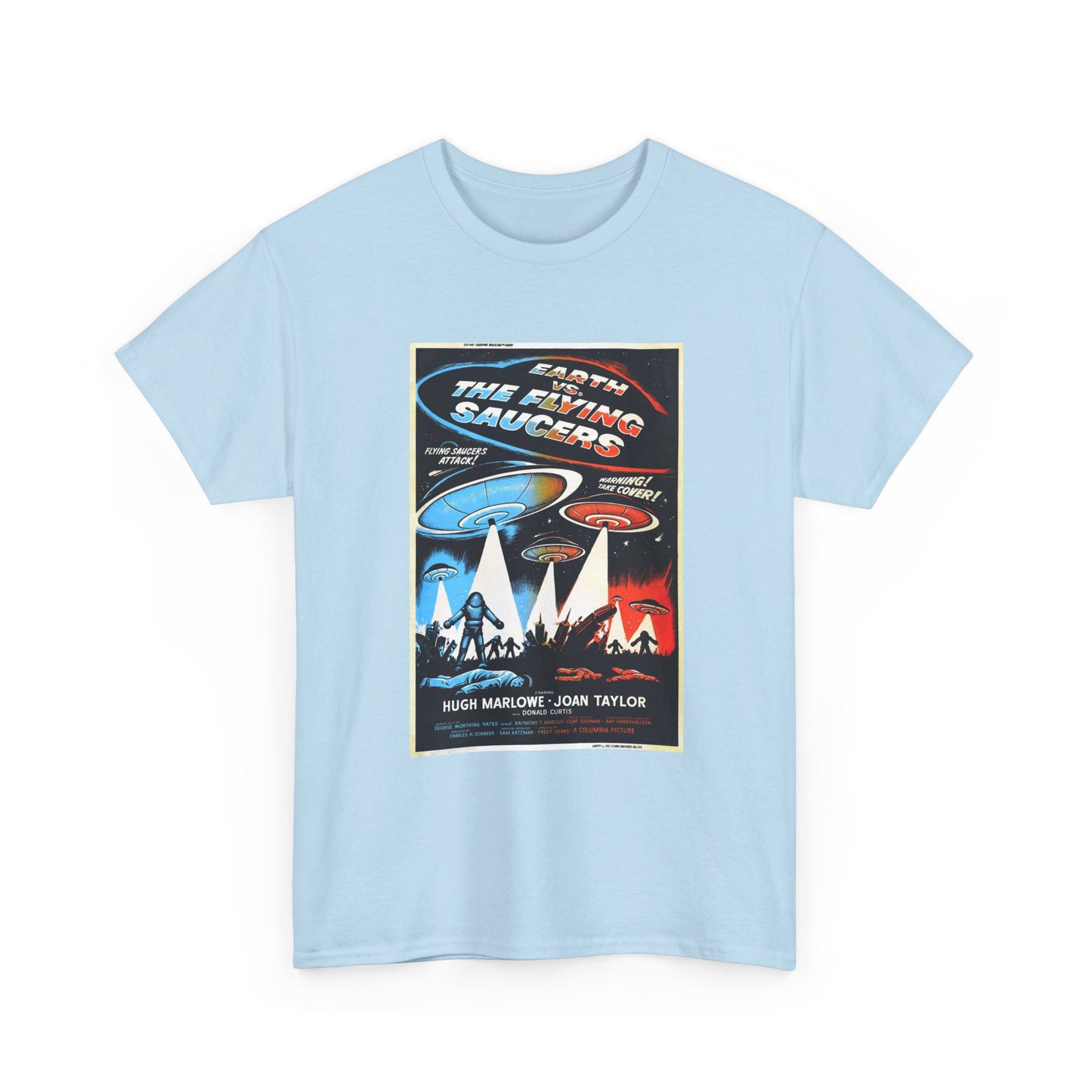 Earth vs Flying Saucers Tshirt Vintage Movie Poster Unisex Heavy Cotton Tee