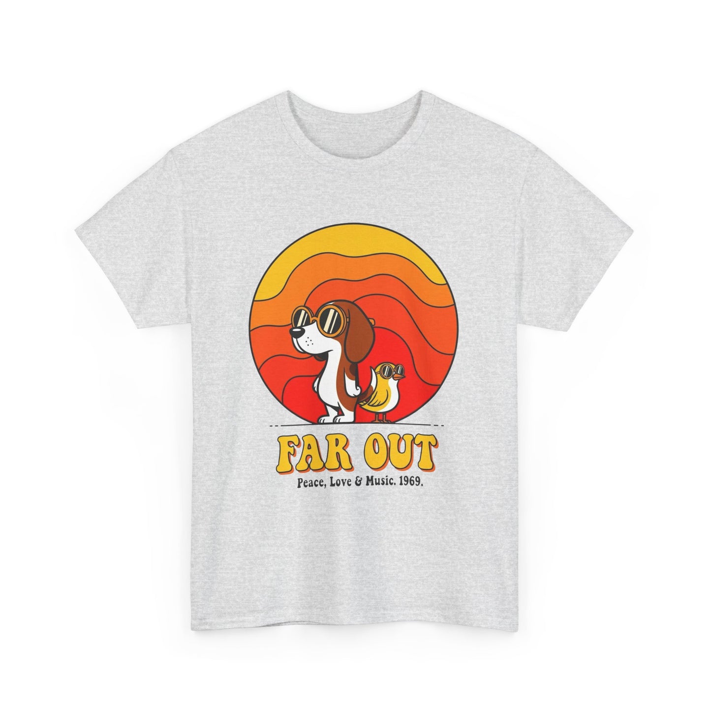 Woodstock 1969 Vintage Far Out Graphic T Shirt Unisex Heavy Cotton Tee
