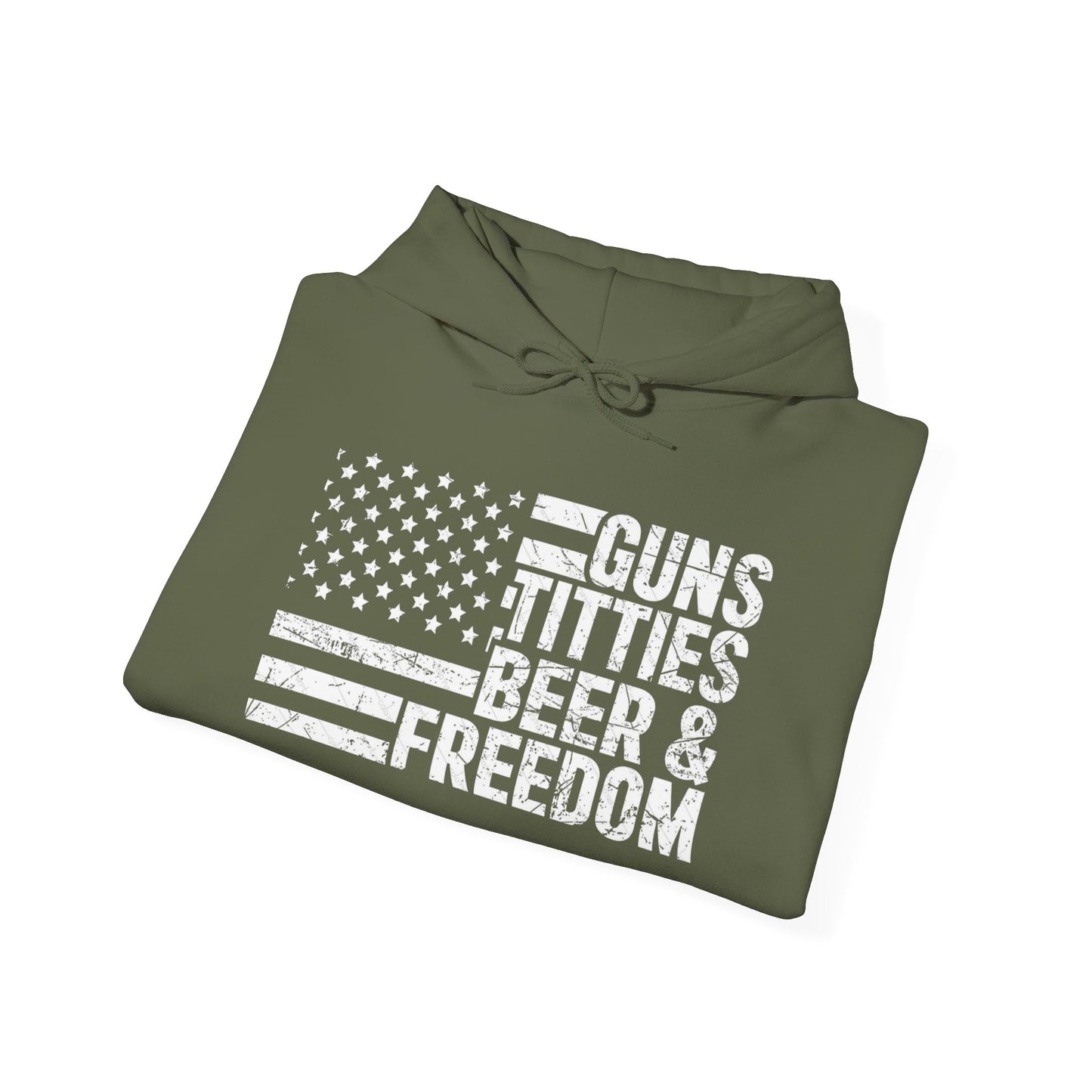 Guns Beer Freedom Women Flag Graphic Hoodie Heavy Blend Sweatshirt NEW