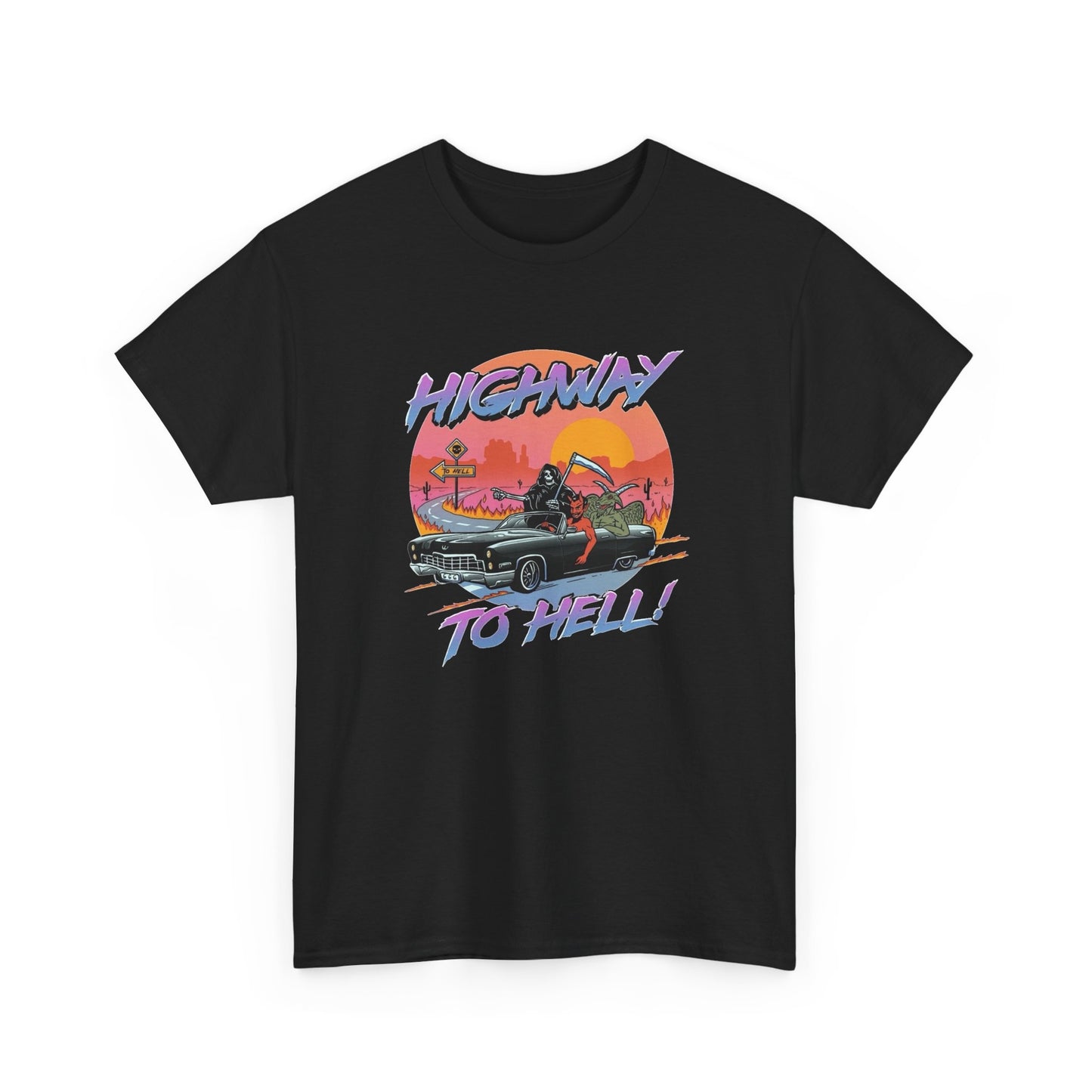 Highway To Hell Graphic T Shirt Unisex Heavy Cotton Tee NEW