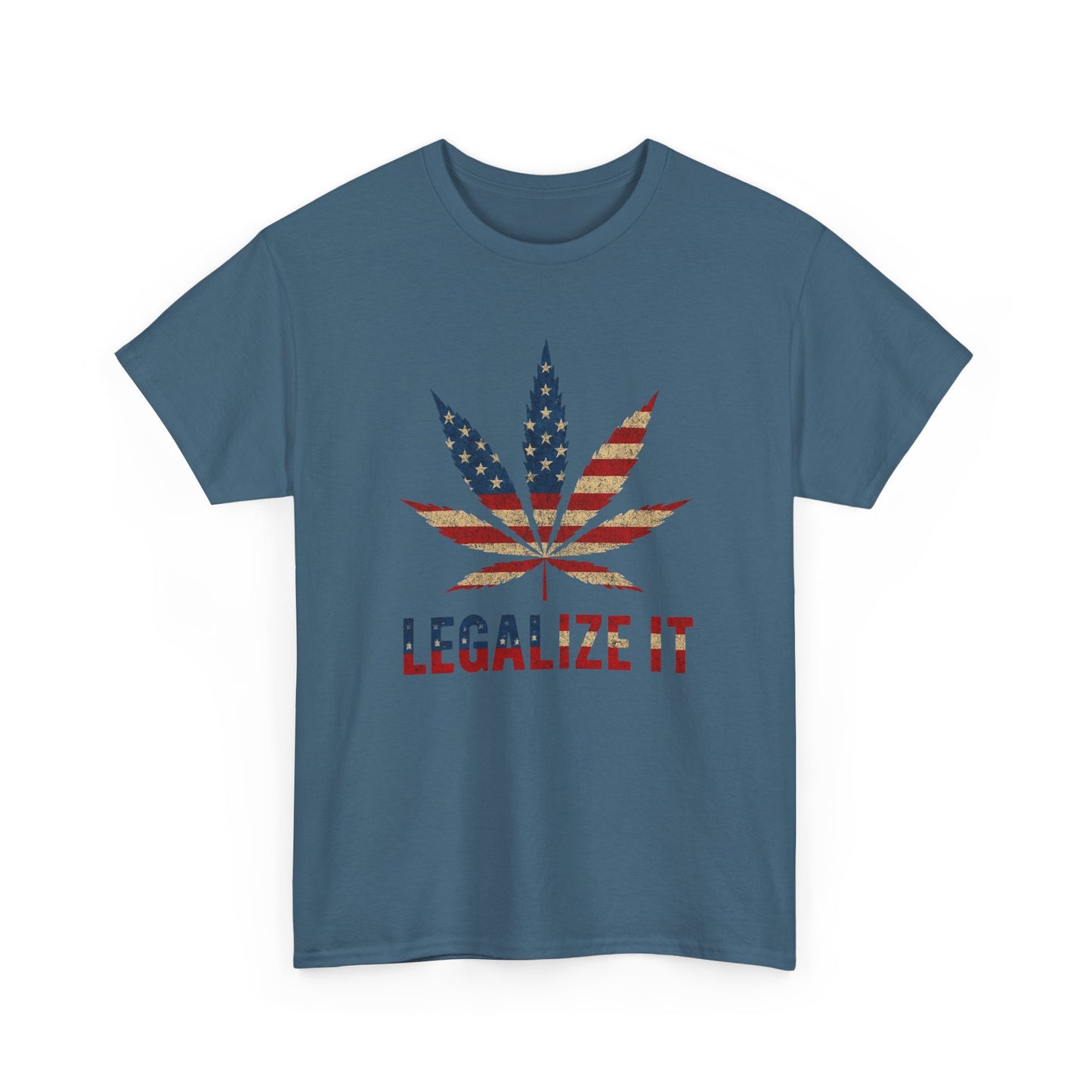 Legalize It American Flag Weed Leaf Graphic T Shirt Unisex Heavy Cotton Tee Gift
