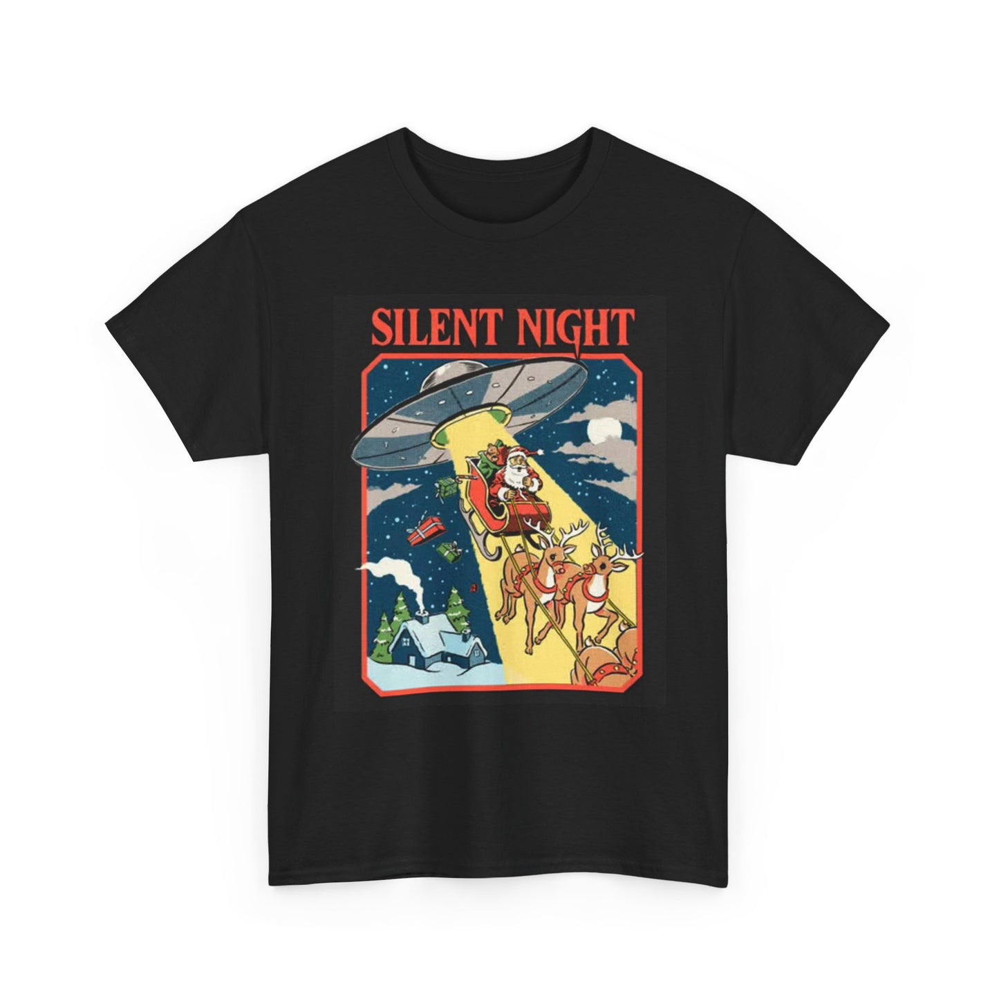 Silent Night Graphic T Shirt Funny Santa Christmas Art Unisex Heavy Cotton Tee