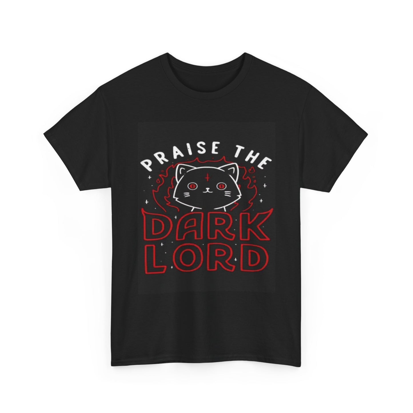 Praise The Dark Lord Kitten Funny Graphic Shirt Vintage Unisex Heavy Cotton Tee