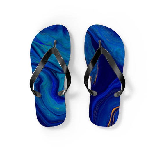 Blue Marble Flip Flops, Sandals Slides, Summer Footwear, Brand New