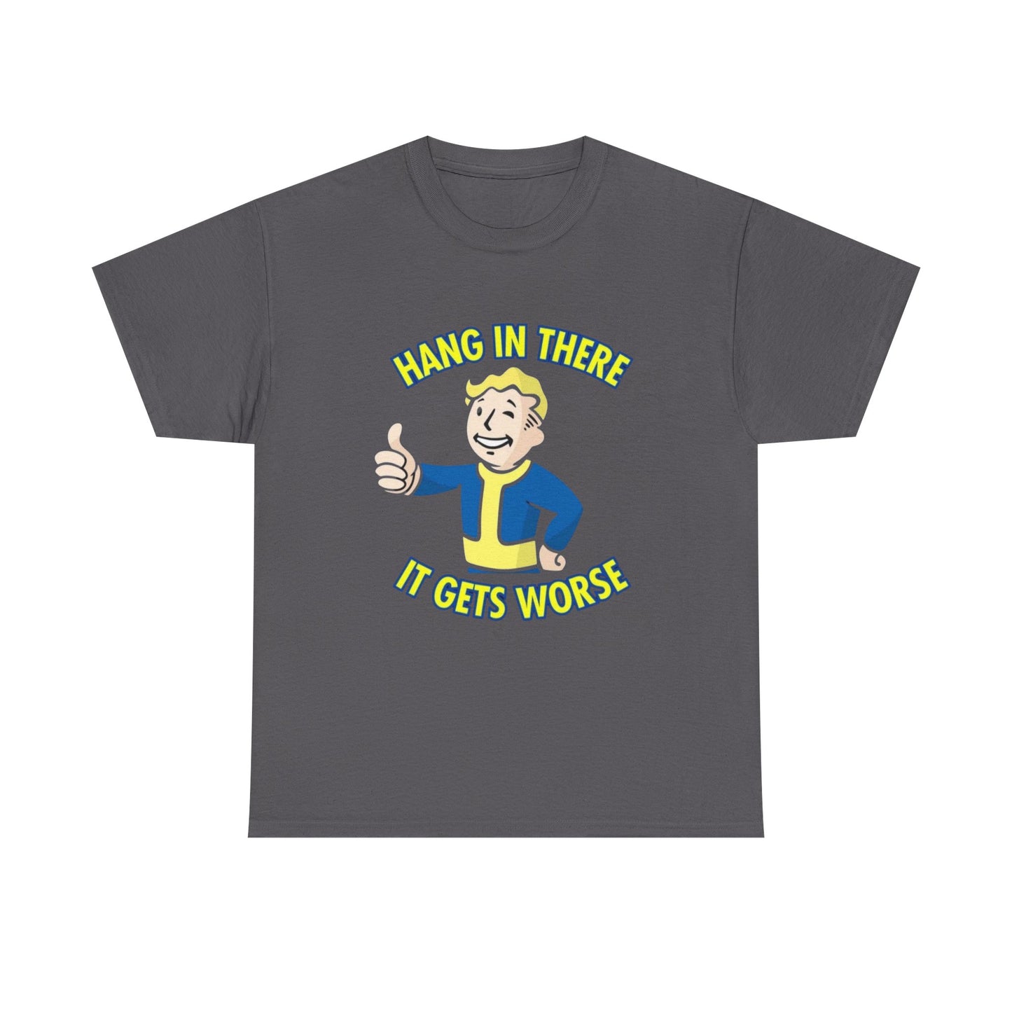 Fallout Graphic T Shirt Hang In There Funny Vintage Game Unisex Heavy Cotton Tee