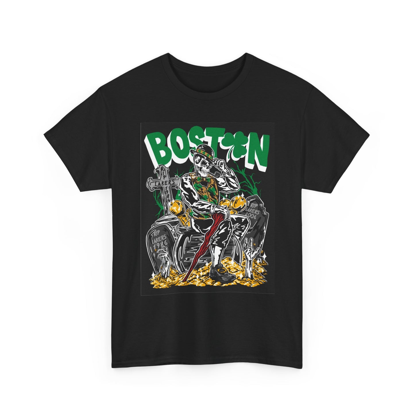 Boston Celtics Graphic T Shirt Retro New England Unisex Heavy Cotton Tee