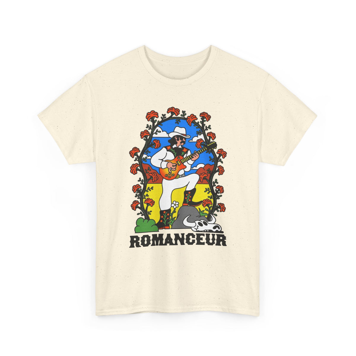 Romanceur Guitar Player Illustration T-Shirt Men's Graphic Tee