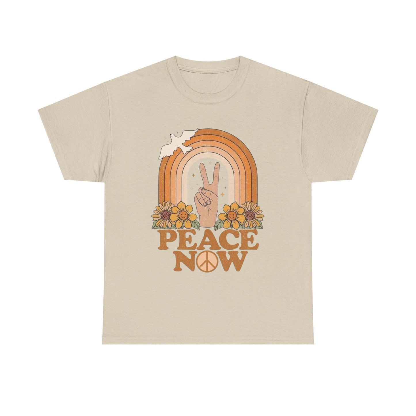 Peace Now Hippie Vibes Graphic T Shirt Unisex Heavy Cotton Tee