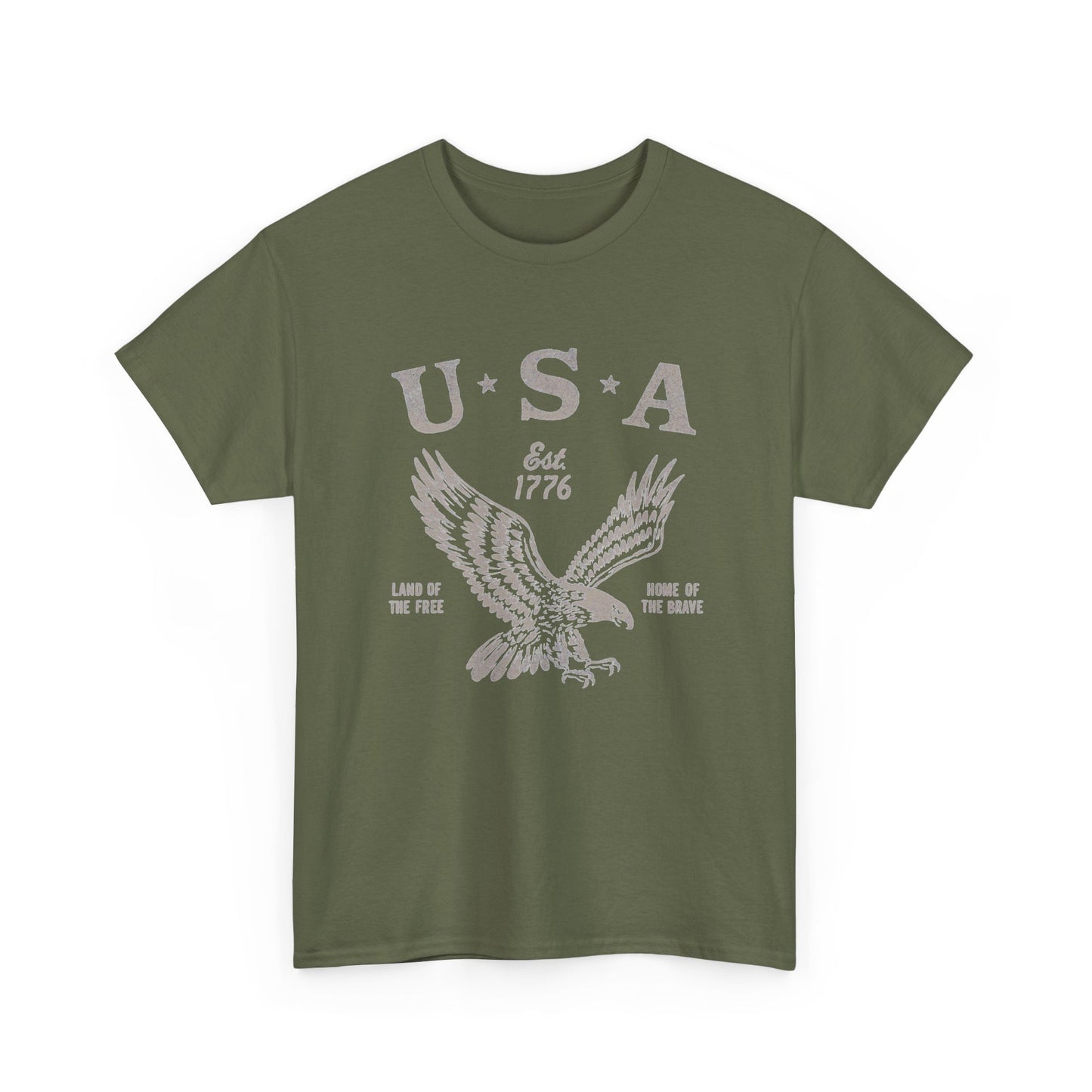 USA Bald Eagle 1776 Graphic T Shirt Men's Heavy Cotton Tee - Quality - Modern True to Size