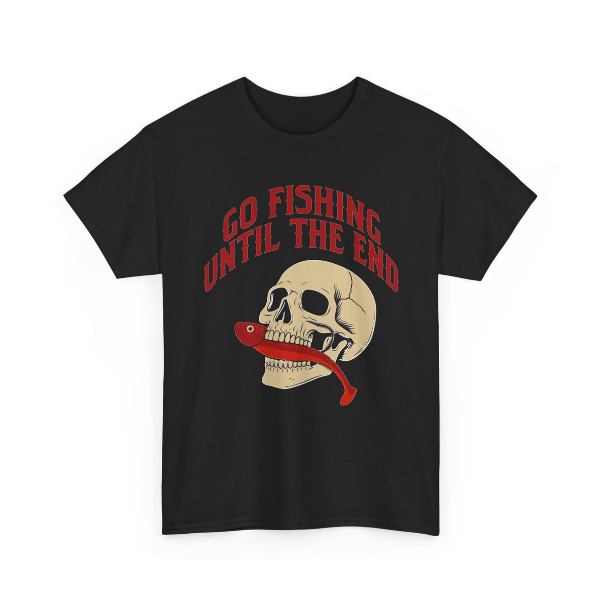 Go Fishing Until the End Skull Lure T-Shirt Men's Graphic Tee