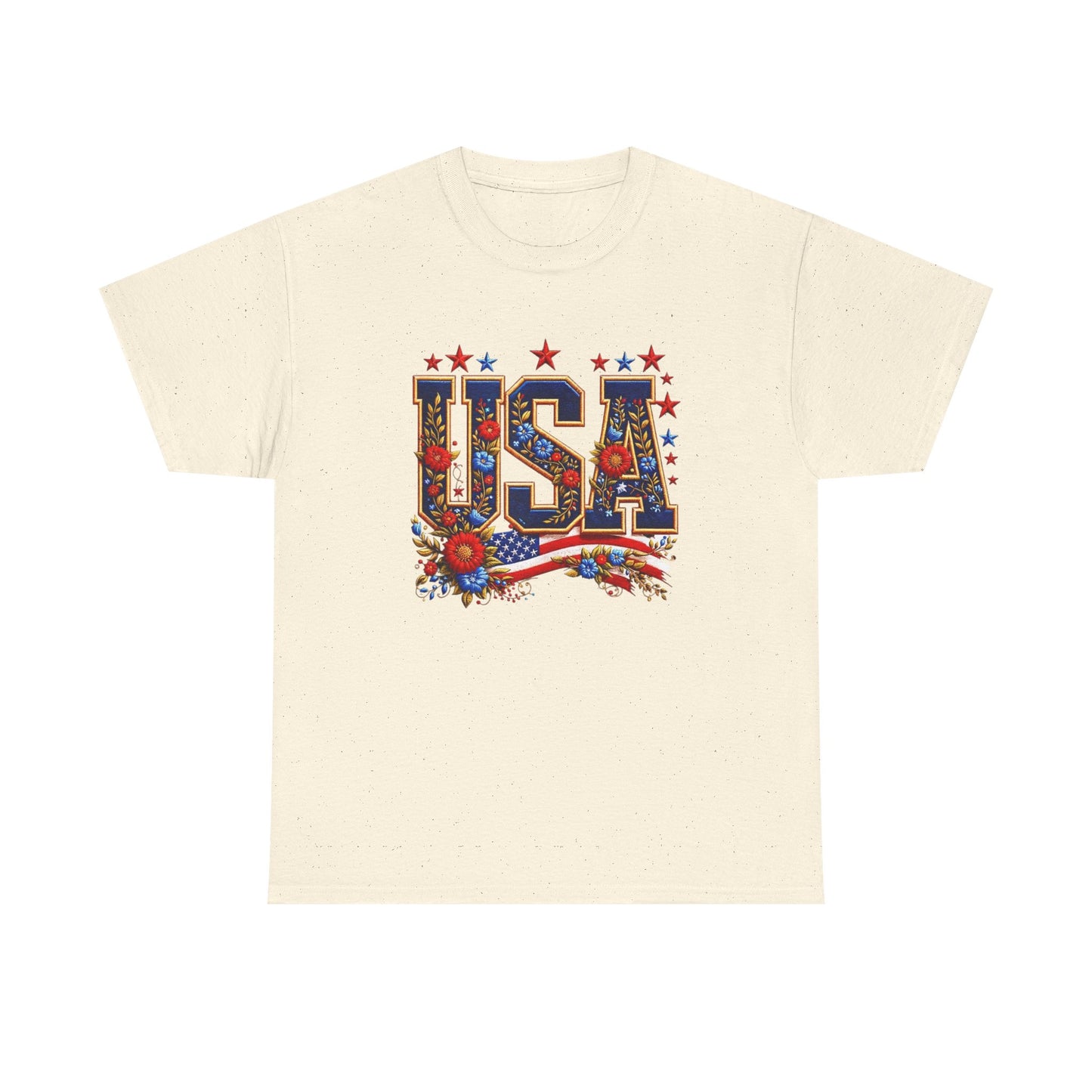 United States Floral Graphic T Shirt Unisex NEW Heavy Cotton Tee