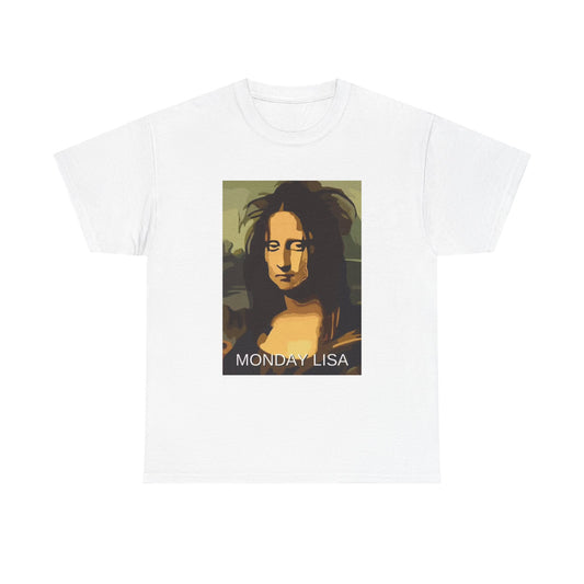 Monday Lisa Mona Lisa Painting Funny Shirt Graphic Gift Unisex Heavy Cotton Tee