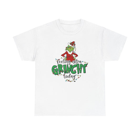 Feeling Extra Grinchy Christmas Graphic T Shirt Unisex NEW Heavy Cotton Tee