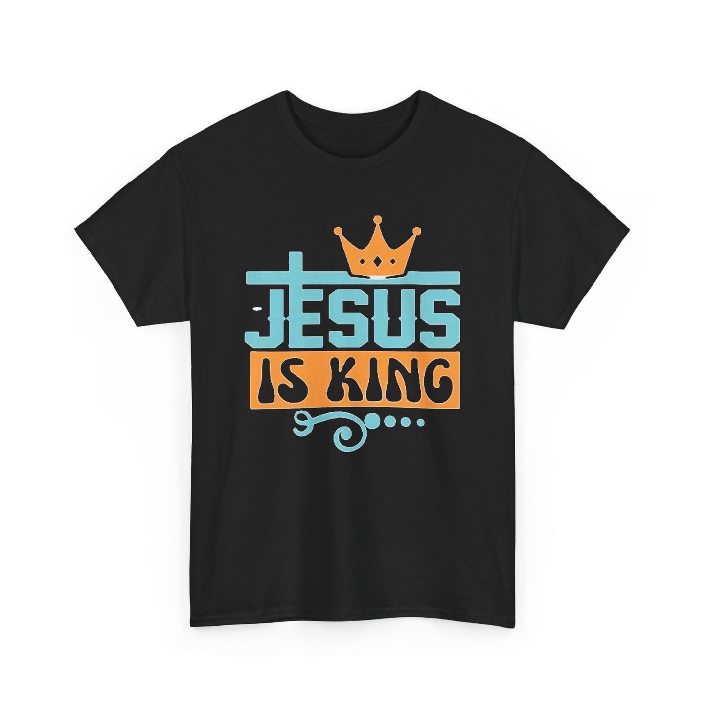 Jesus Tshirt Jesus is king religious Crown Graphic Unisex Heavy Cotton Tee