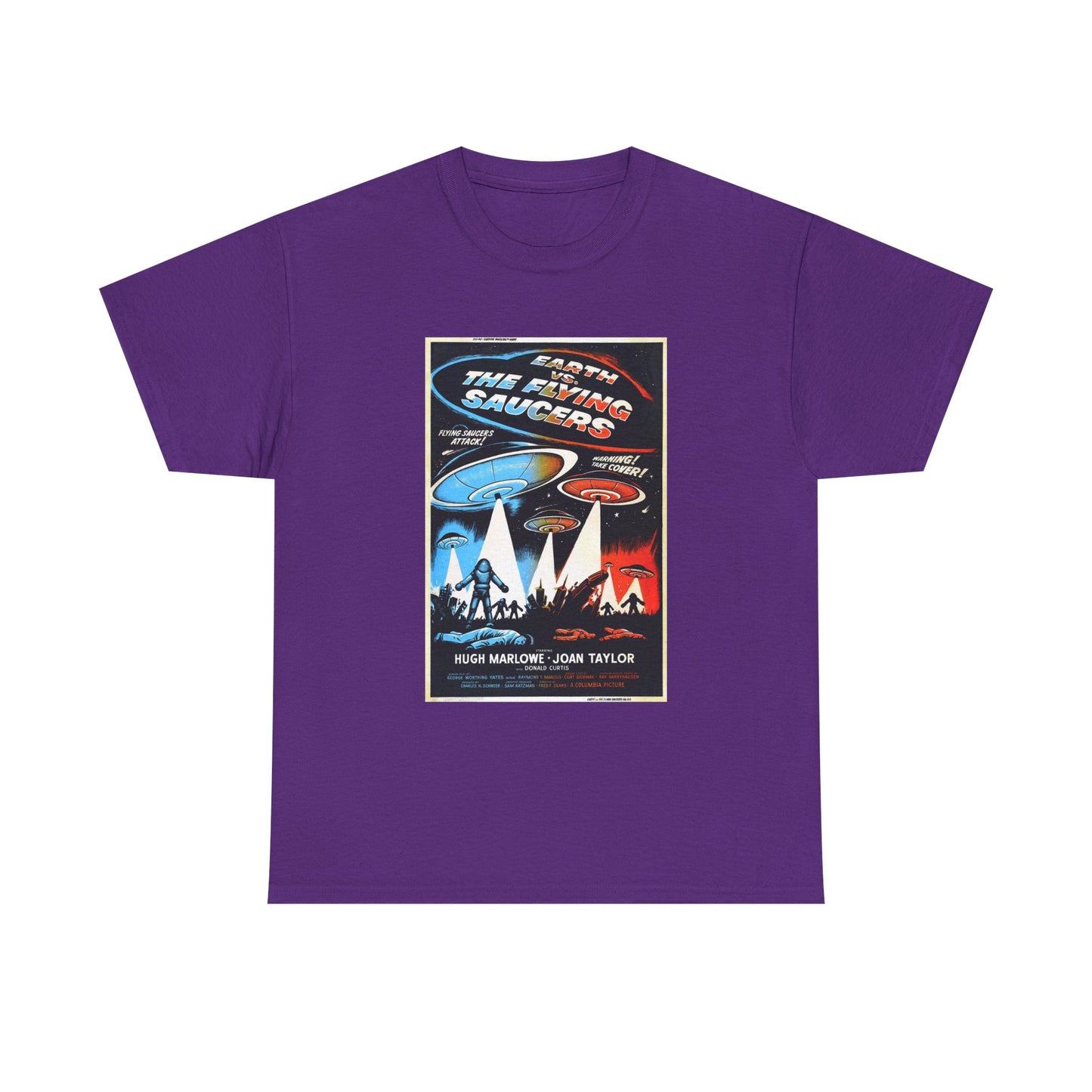 Earth vs Flying Saucers Tshirt Vintage Movie Poster Unisex Heavy Cotton Tee