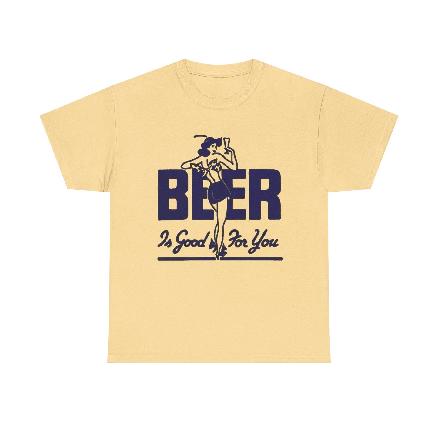 Beer Is Good For You Graphic T Shirt NEW Vintage Unisex Heavy Cotton Tee
