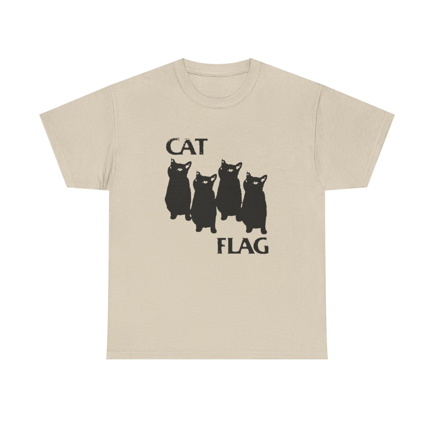 Cat Flag Funny Retro Graphic T Shirt Unisex Heavy Cotton Tee