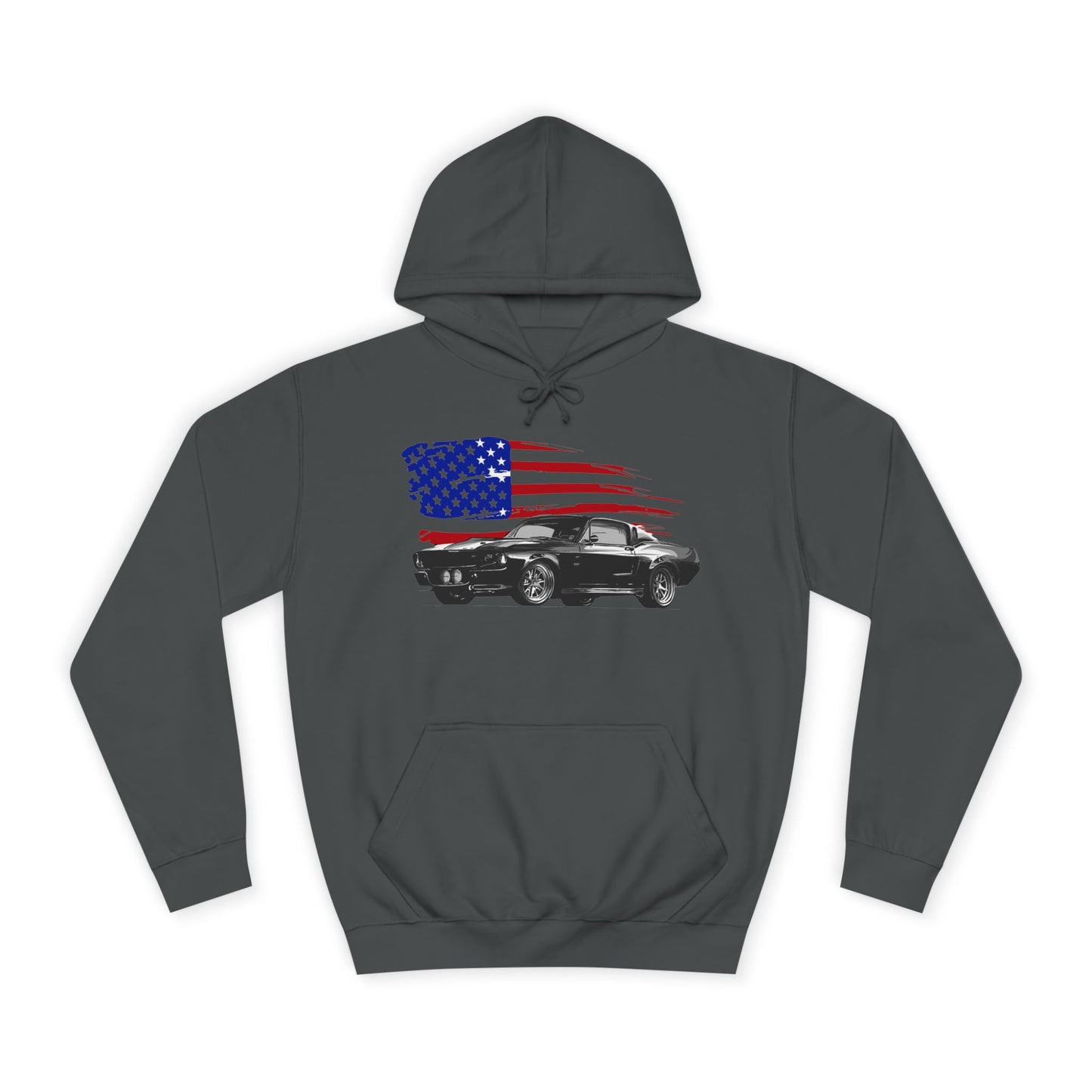 Mustang Hoodie Ford Vintage Retro American Flag Poster Unisex College Hoodie