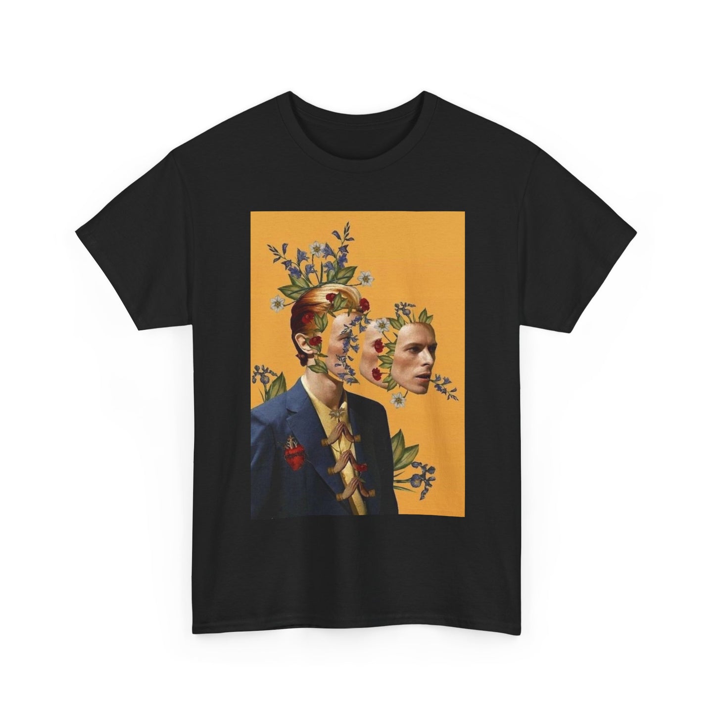 David Bowie Tshirt Vintage Flower art graphic retro Unisex Heavy Cotton Tee
