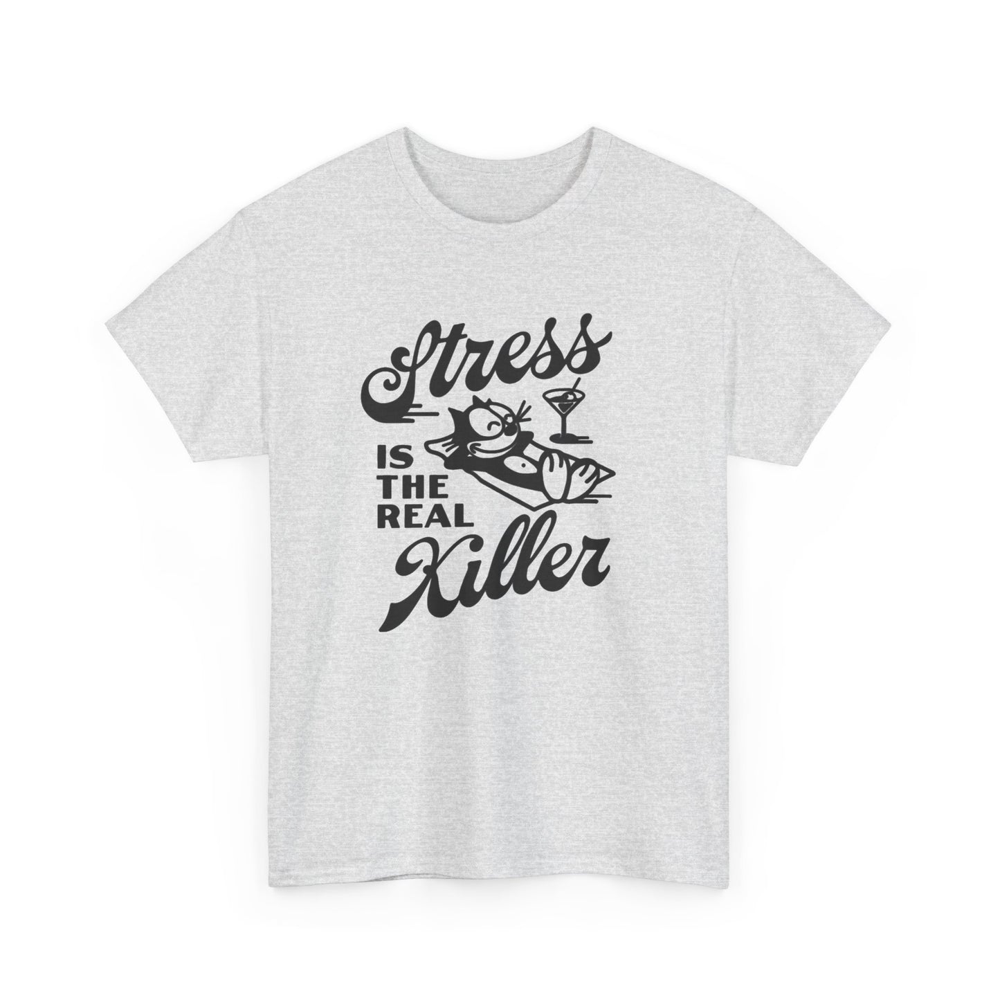 Stress Is The Real Killer Graphic T Shirt NEW Vintage Unisex Heavy Cotton Tee