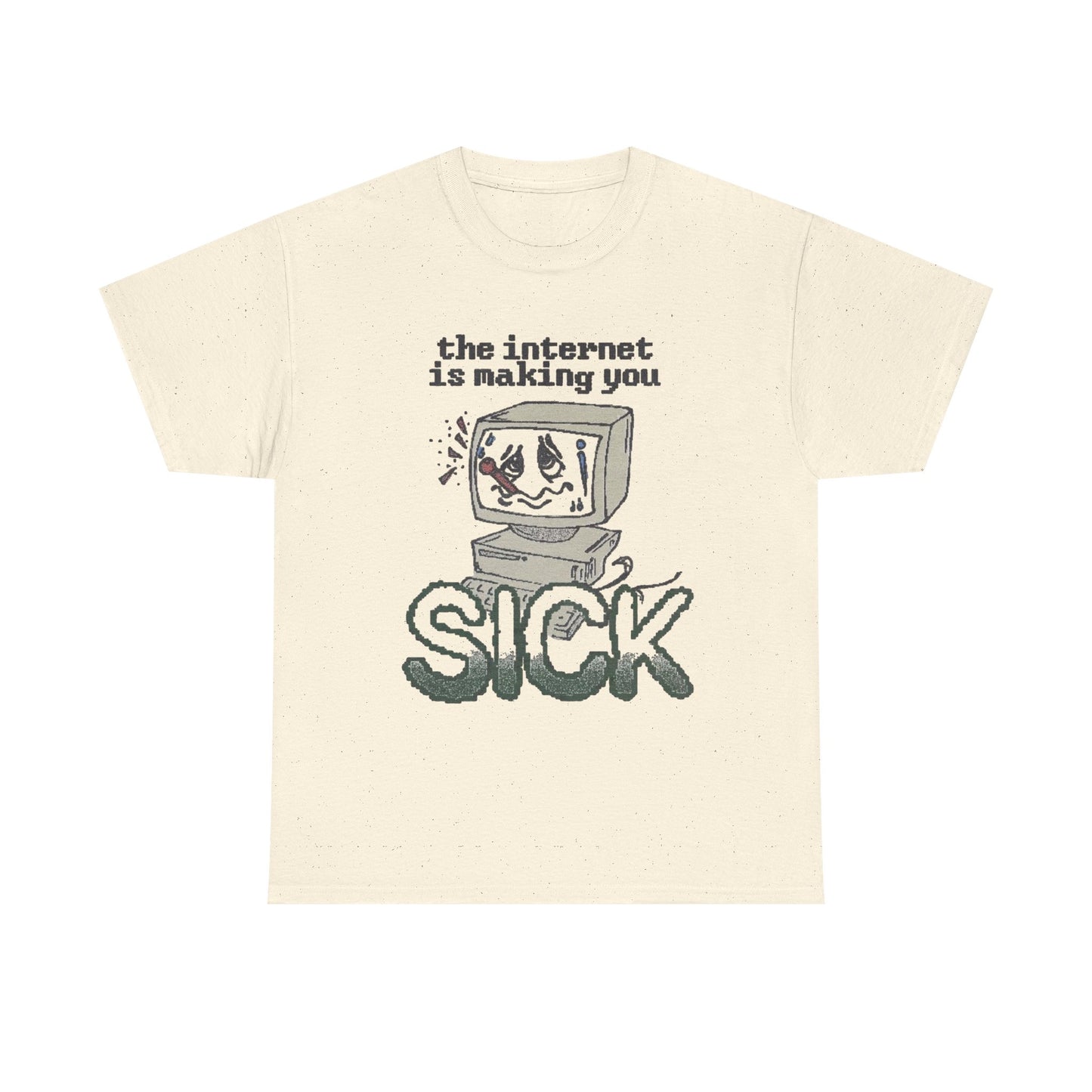 The Internet Is Making You Sick Retro Graphic T Shirt Regular Men's Heavy Cotton Tee
