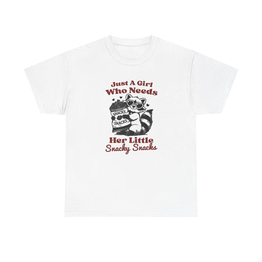 Just A Girl Who Loves Her Snacks Graphic T Shirt NEW Vintage Unisex Heavy Cotton