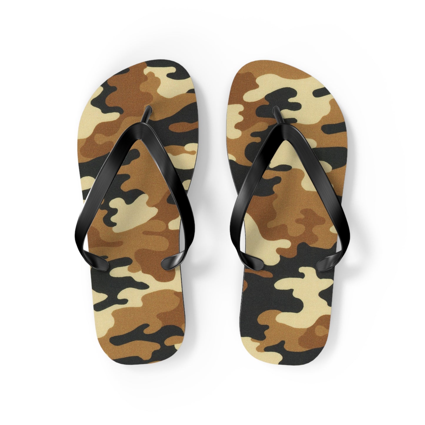 Waves And Sun Sandals Tan Camo Print Summer Flip Flops Slides BRAND NEW