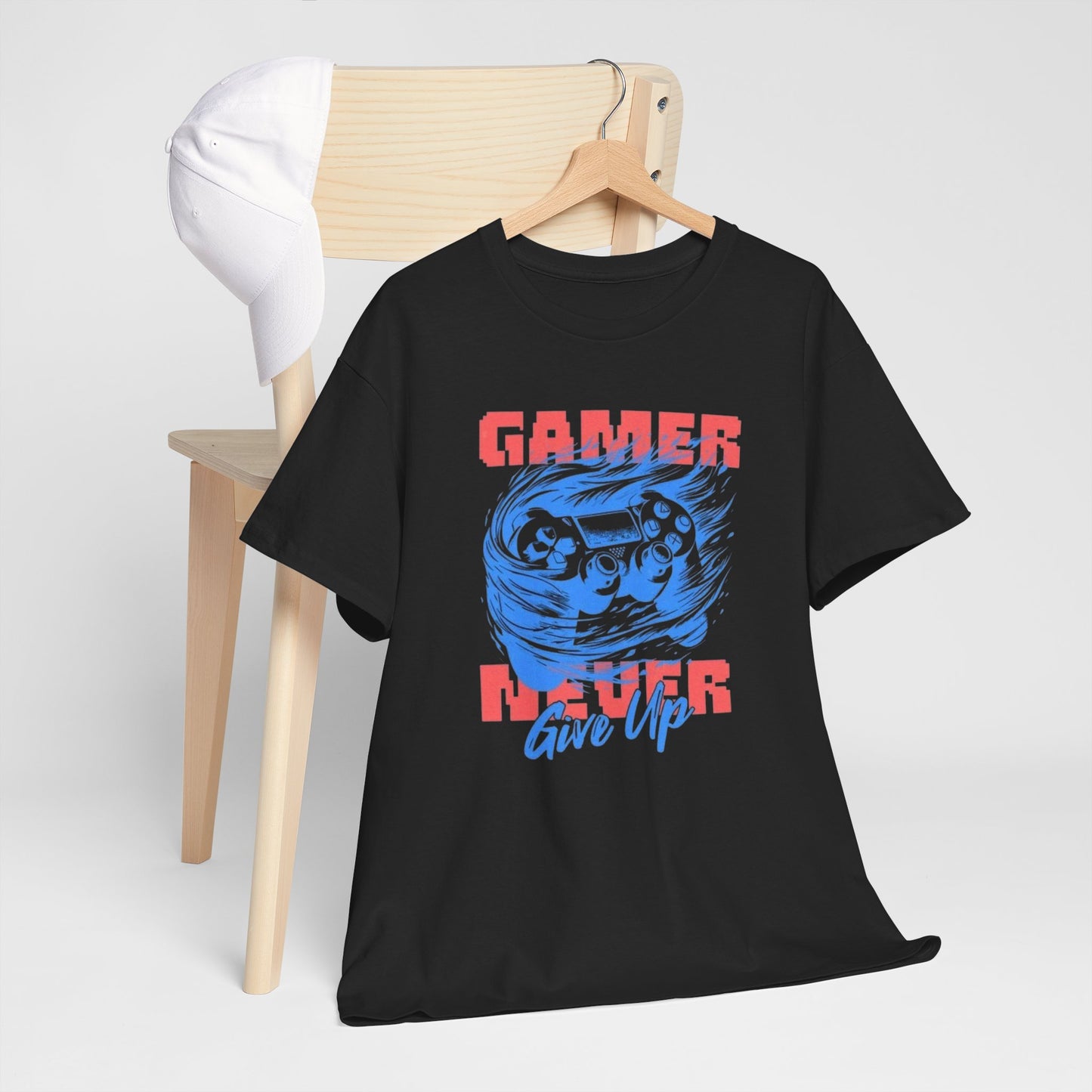 A Gamer Never Gives Up Graphic T Shirt Heavy Cotton Tee NEW ADULT UNISEX