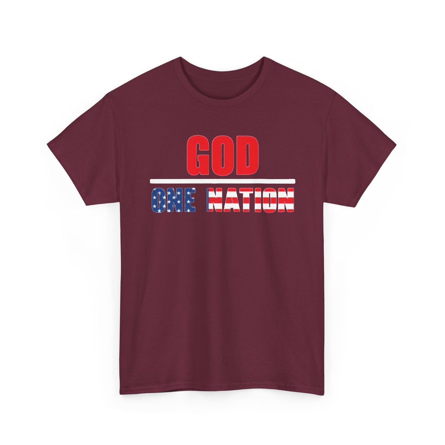 God One Nation Tshirt American Flag USA 1776 July 4th Unisex Heavy Cotton Tee