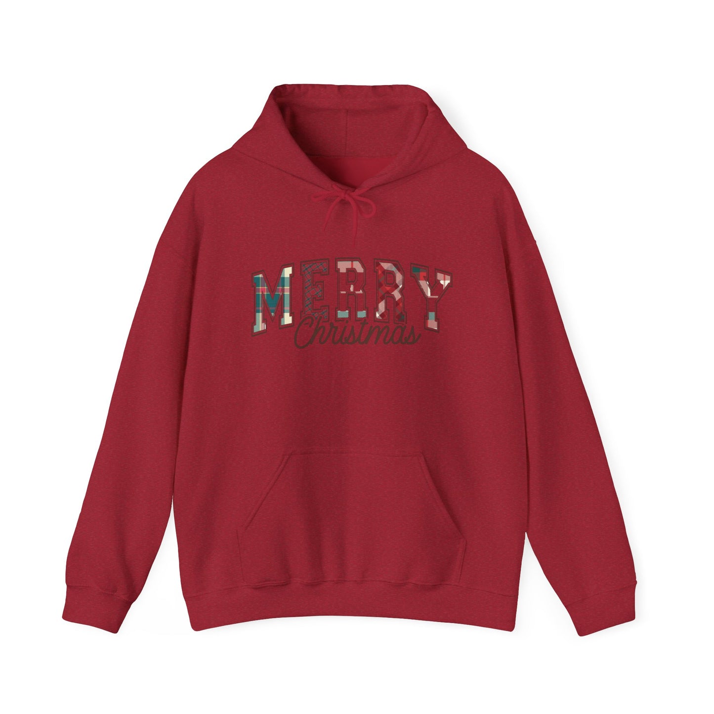 Plaid Merry Christmas Graphic Hoodie Unisex Heavy Blend™ Hooded Sweatshirt