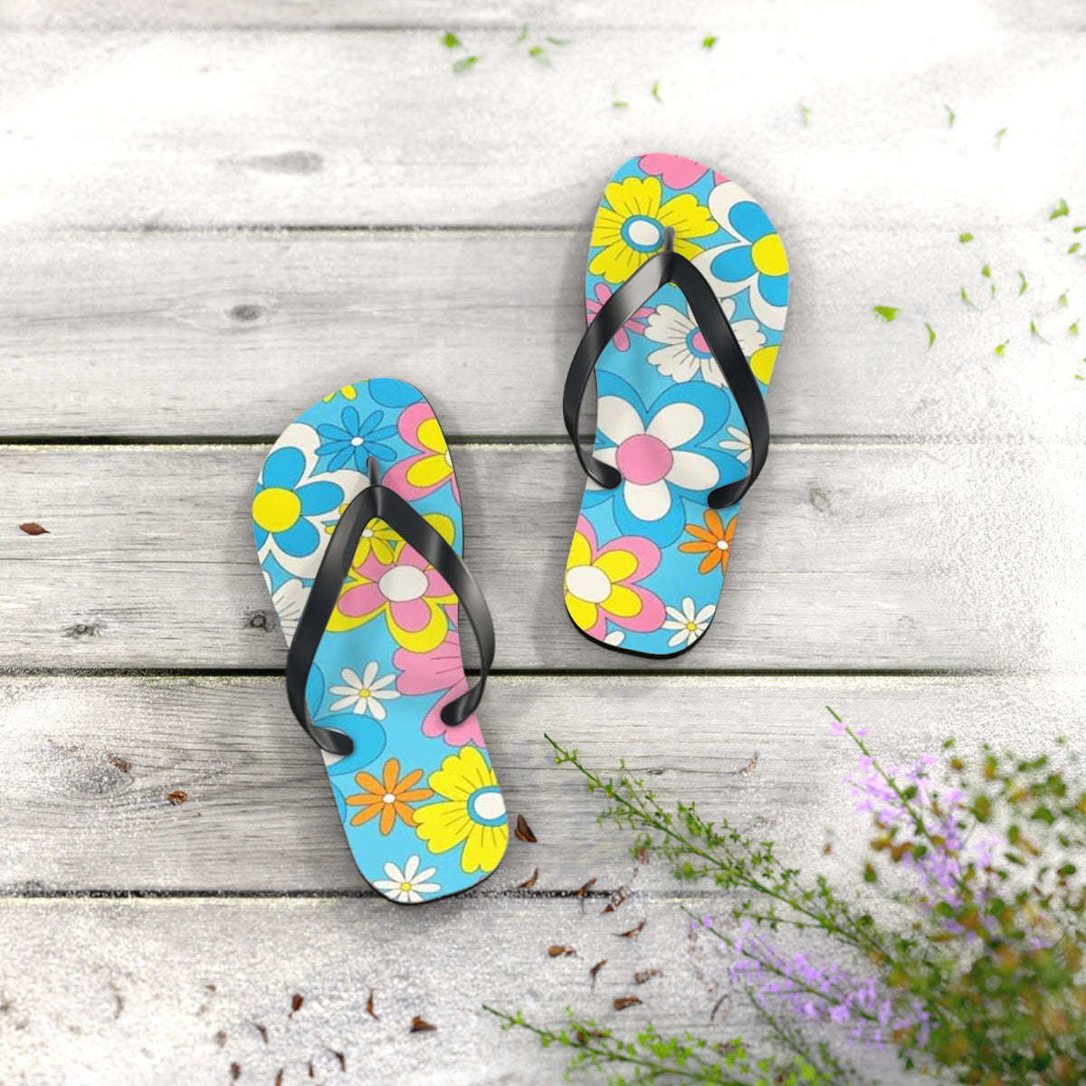 Pastel Flowers Sandals Summer Flip Flops Slides BRAND NEW