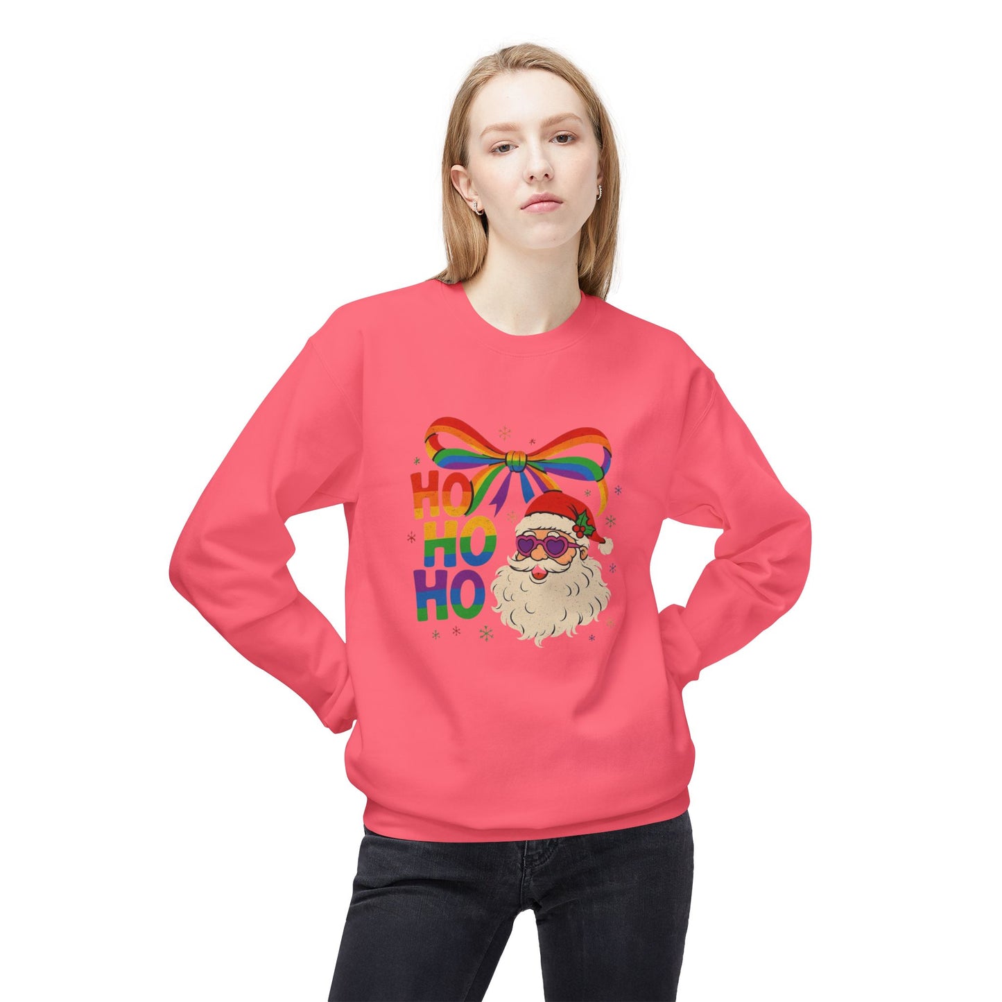 Rainbow Christmas Sweater NEW Unisex Fleece Crewneck Sweatshirt